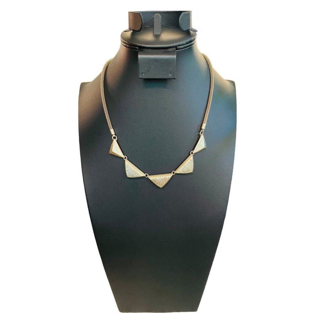 Goldtone Triangle Necklace‎ 17"-20" Lays Flat Lobster Clasp